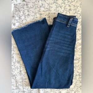 Zara Dark Blue Wide-Leg Jeans with Frayed Hem